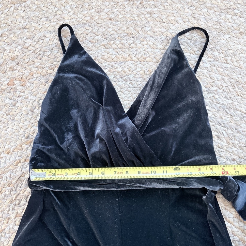 DB Studio Jumpsuit Plus Size 14 Black Velvet Belted Wide Leg David's Bridal $160 - Picture 5 of 7